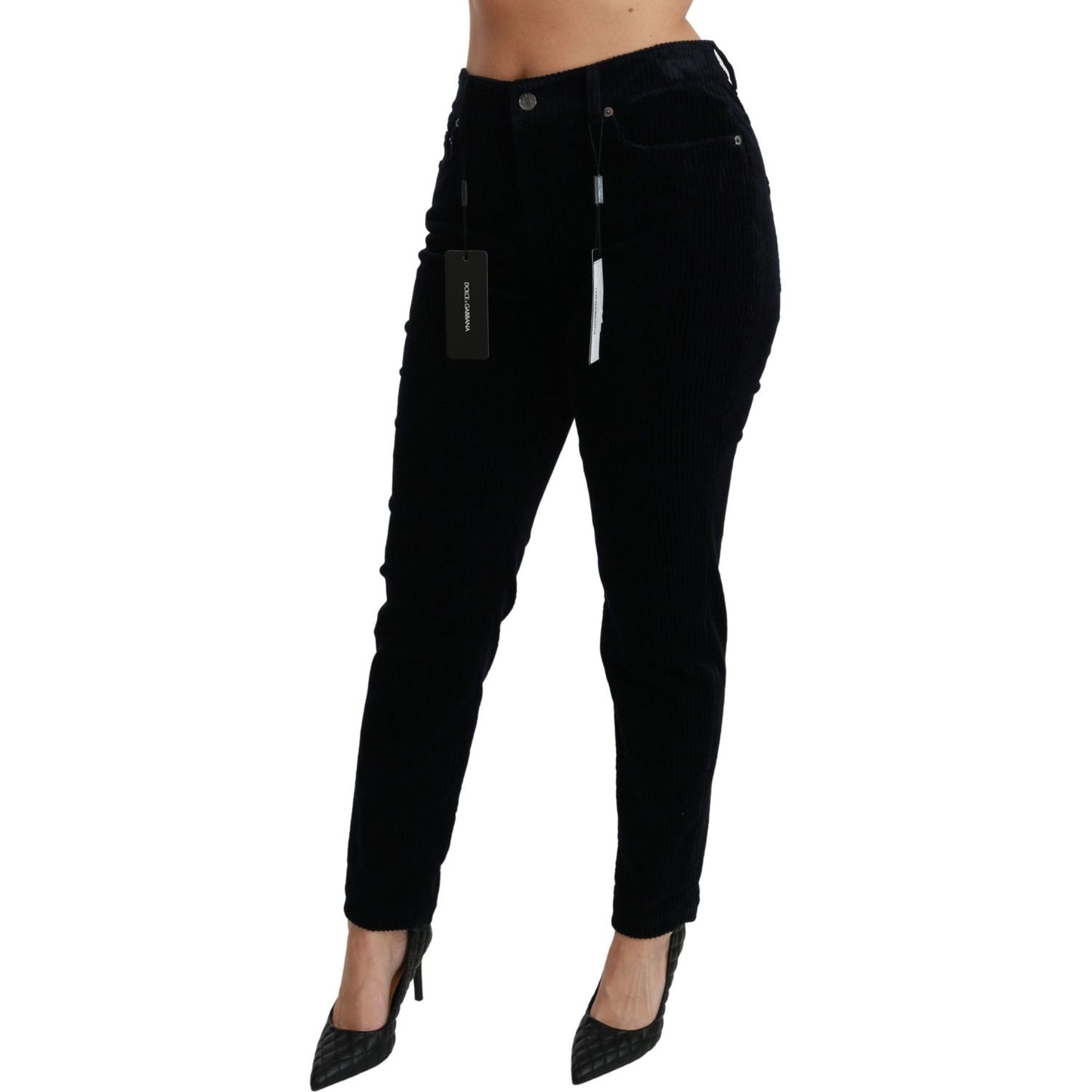 Dolce & Gabbana Chic Mid Waist Skinny Corduroy Jeans Jeans & Pants Dolce & Gabbana