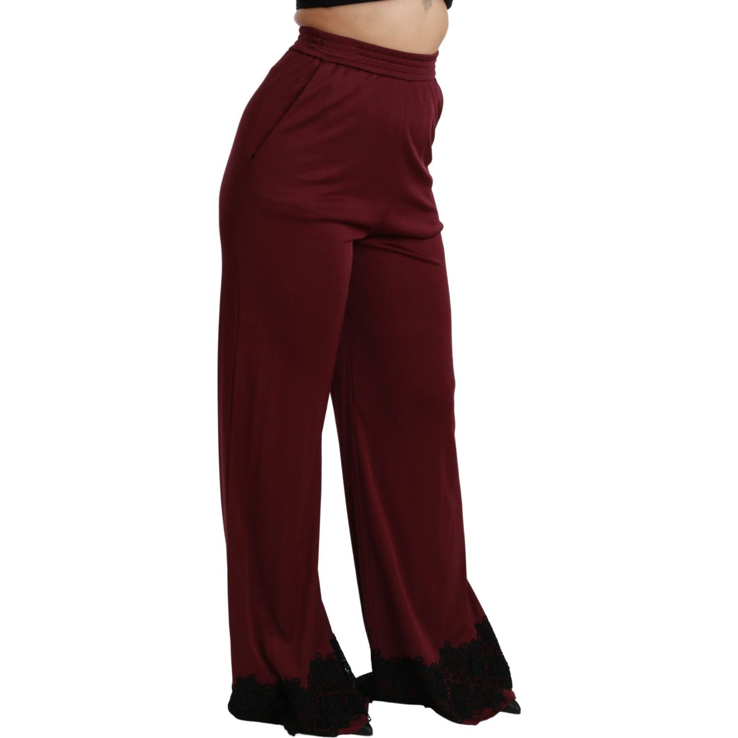 Dolce & Gabbana Elegant Maroon High Waist Wide Leg Trousers Jeans & Pants Dolce & Gabbana