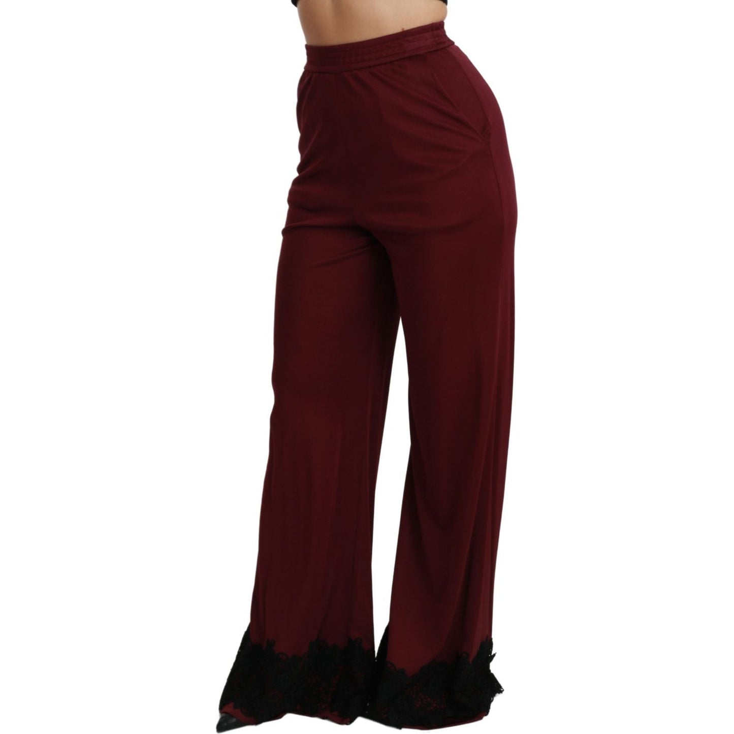 Dolce & Gabbana Elegant Maroon High Waist Wide Leg Trousers Jeans & Pants Dolce & Gabbana