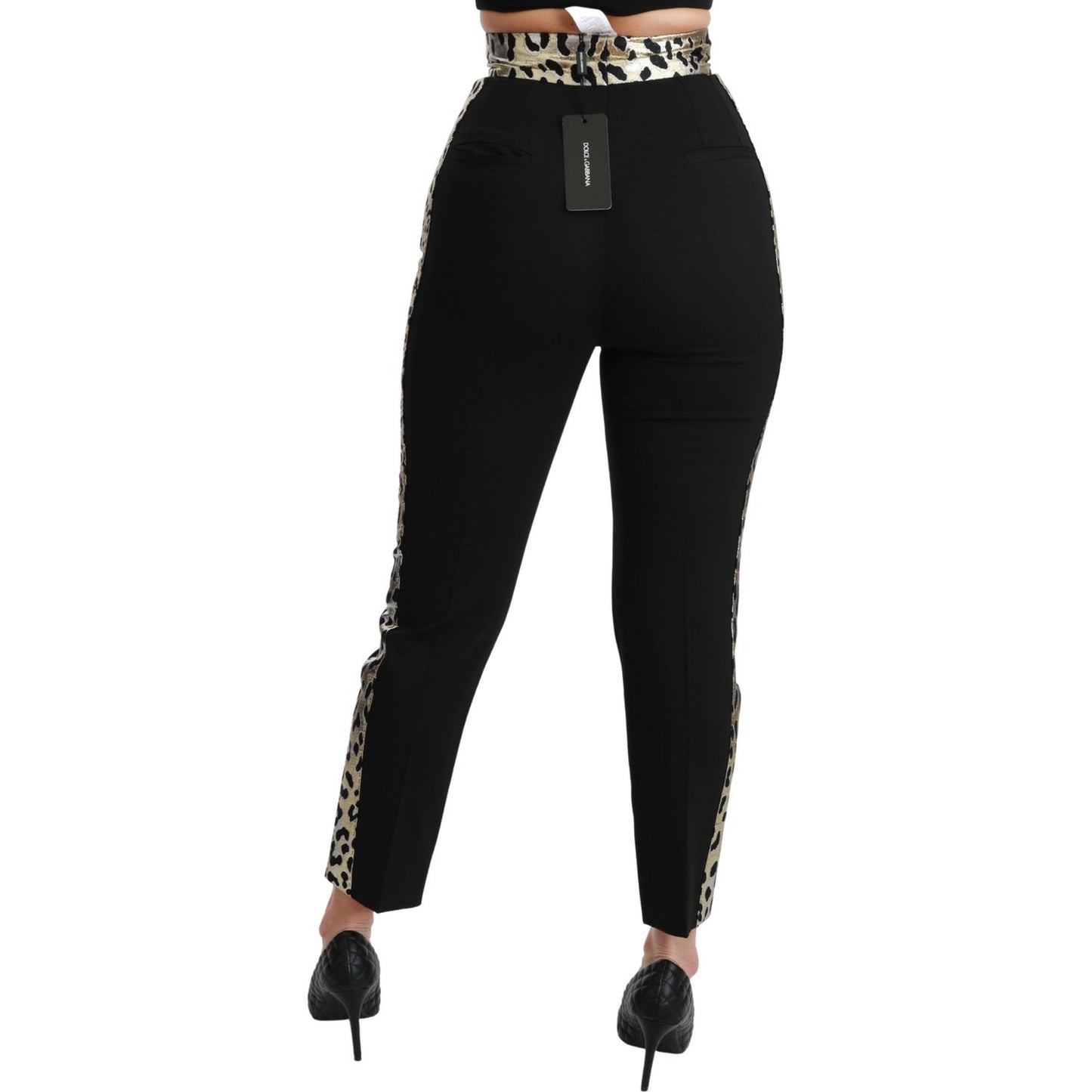 Dolce & Gabbana Gold Leopard Jacquard High Waist Pants Jeans & Pants Dolce & Gabbana