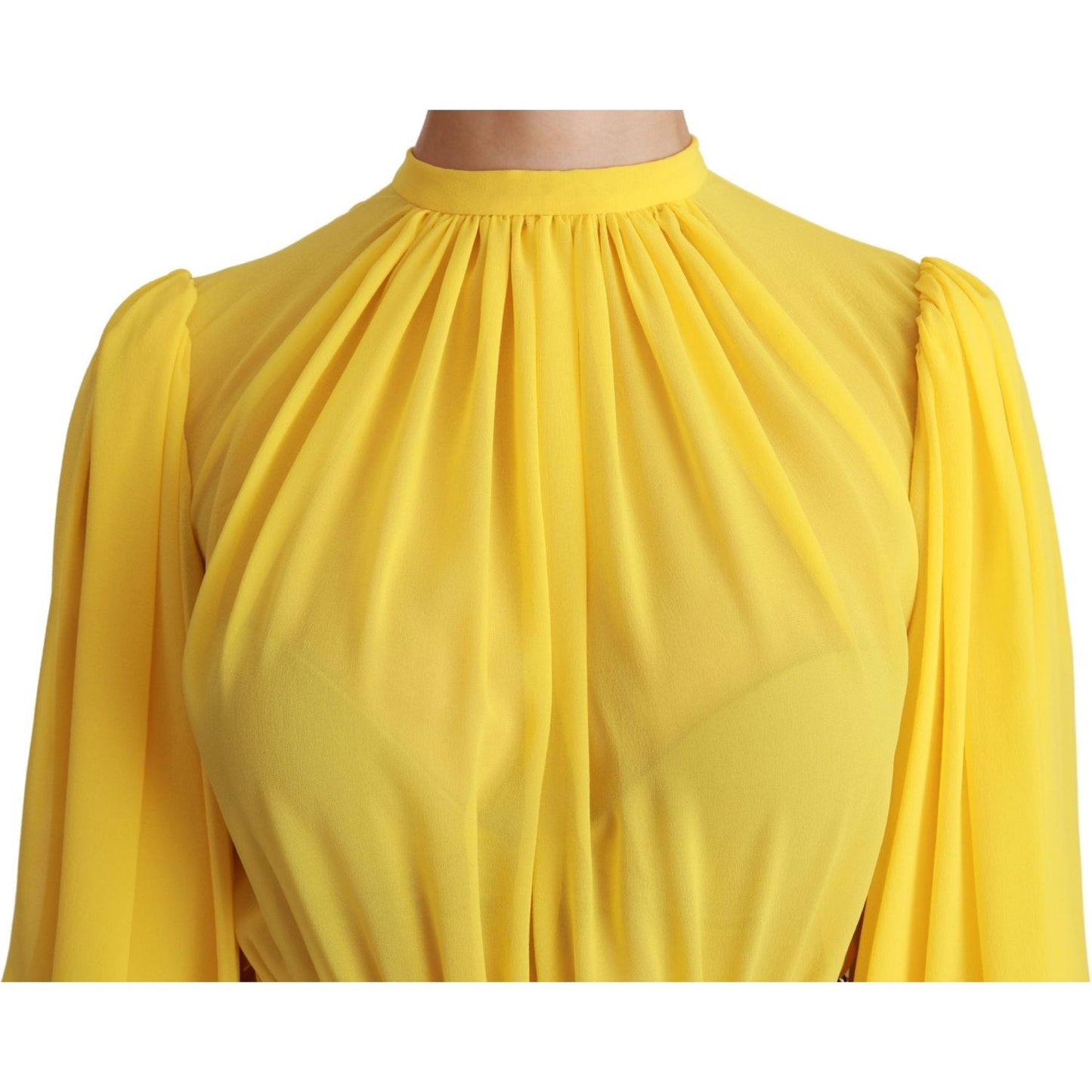 Dolce & Gabbana Silk Pleated A-line Mini Dress in Sunshine Yellow Dolce & Gabbana