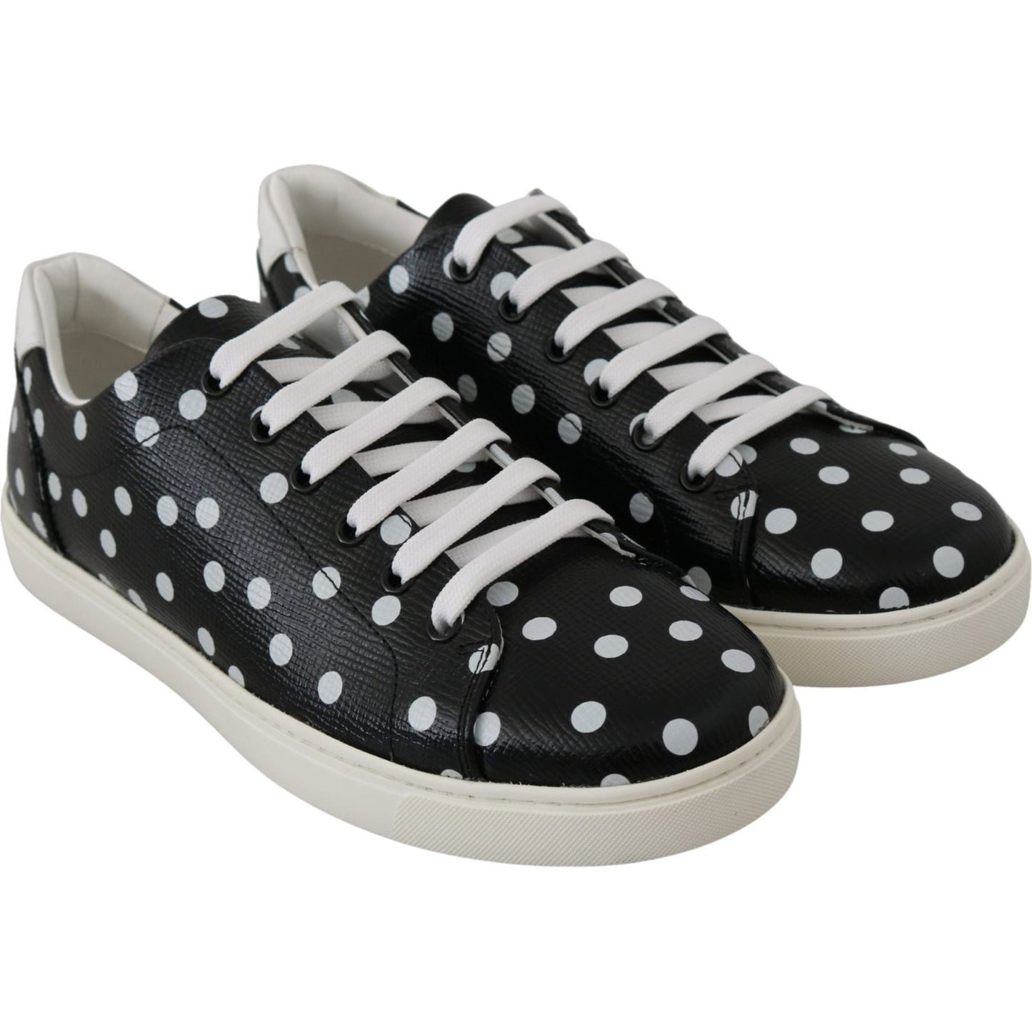 Dolce & Gabbana Black Polka Dotted Leather Sneakers Dolce & Gabbana