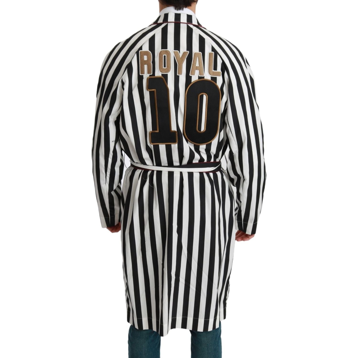 قميص نوم أنيق بحزام من دولتشي آند غابانا باللونين الأسود والأبيض