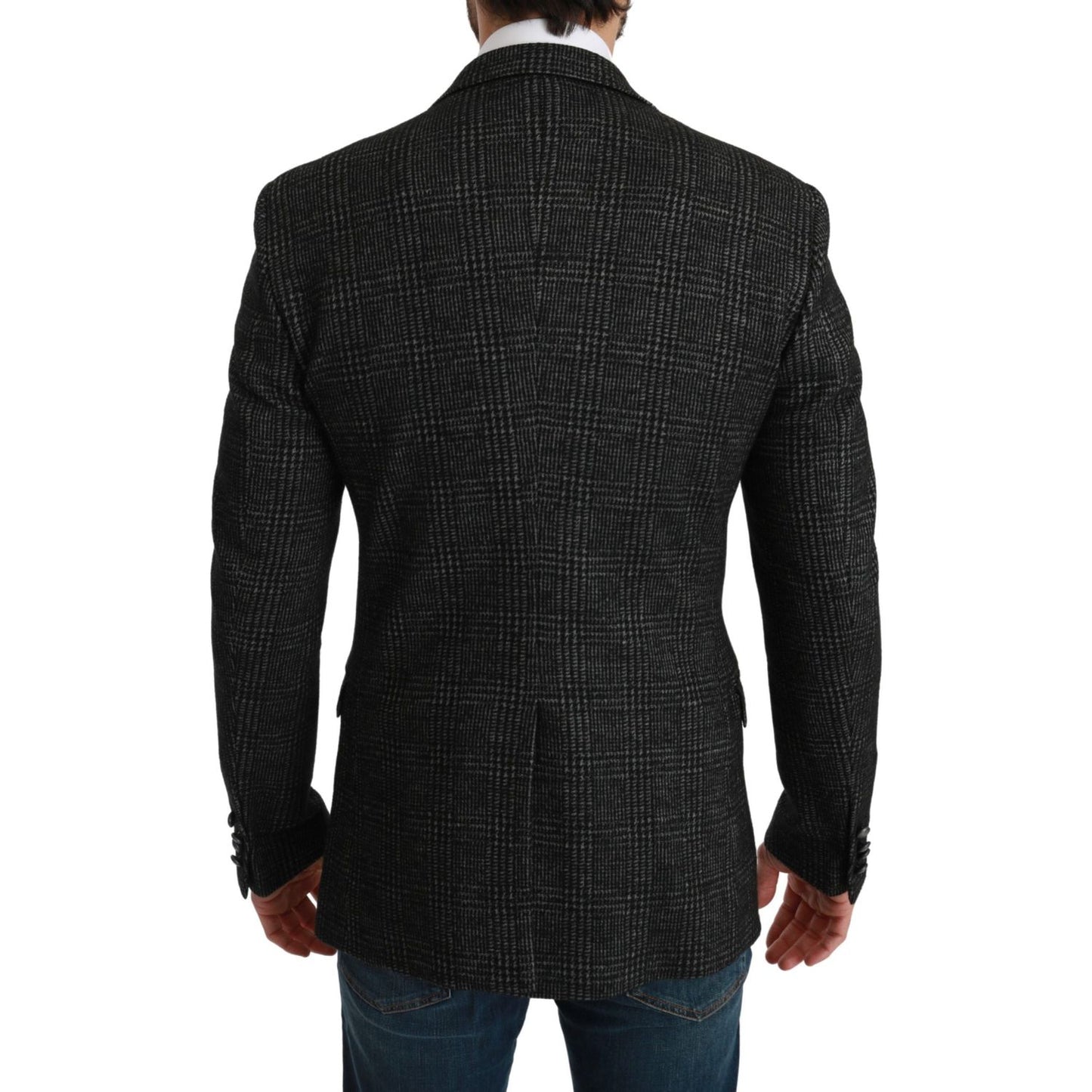 Dolce & Gabbana Elegant Gray Plaid Slim Fit Blazer Dolce & Gabbana