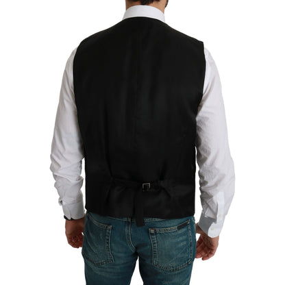 Dolce & Gabbana White Black Stripes Waistcoat Formal Vest