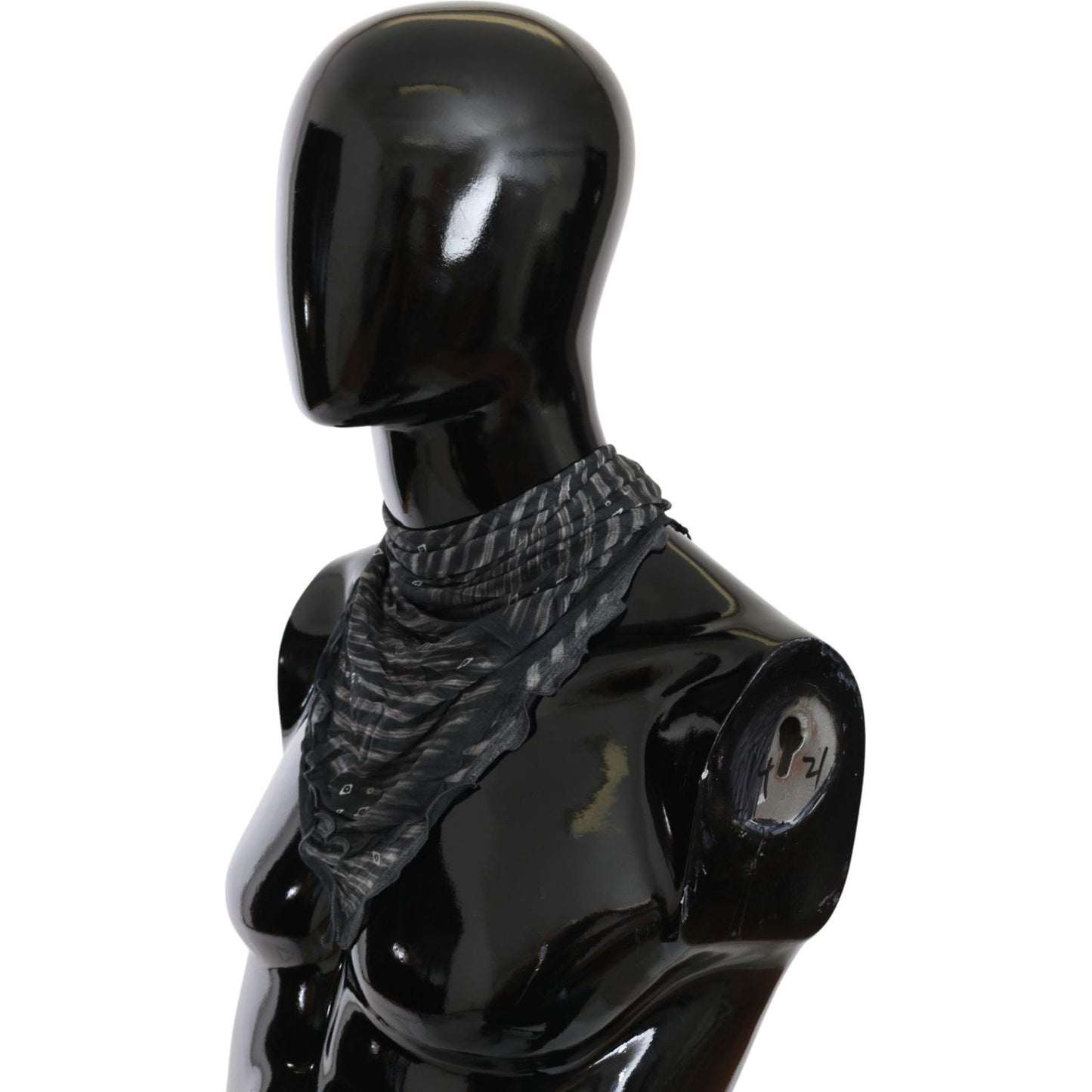 Costume National Black Gray Viscose Foulard Branded Scarf