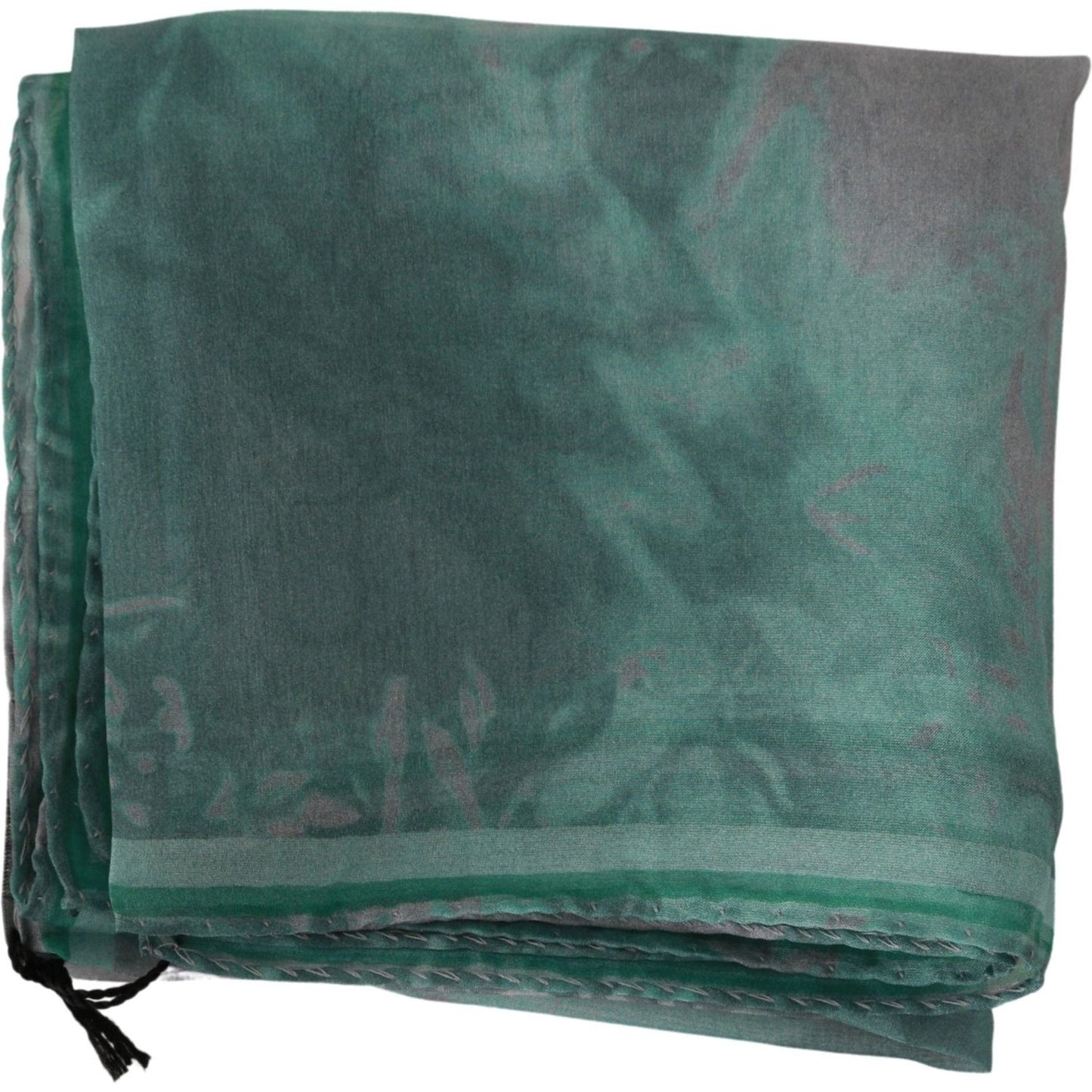Costume National Green Silk Shawl Foulard Wrap Scarf