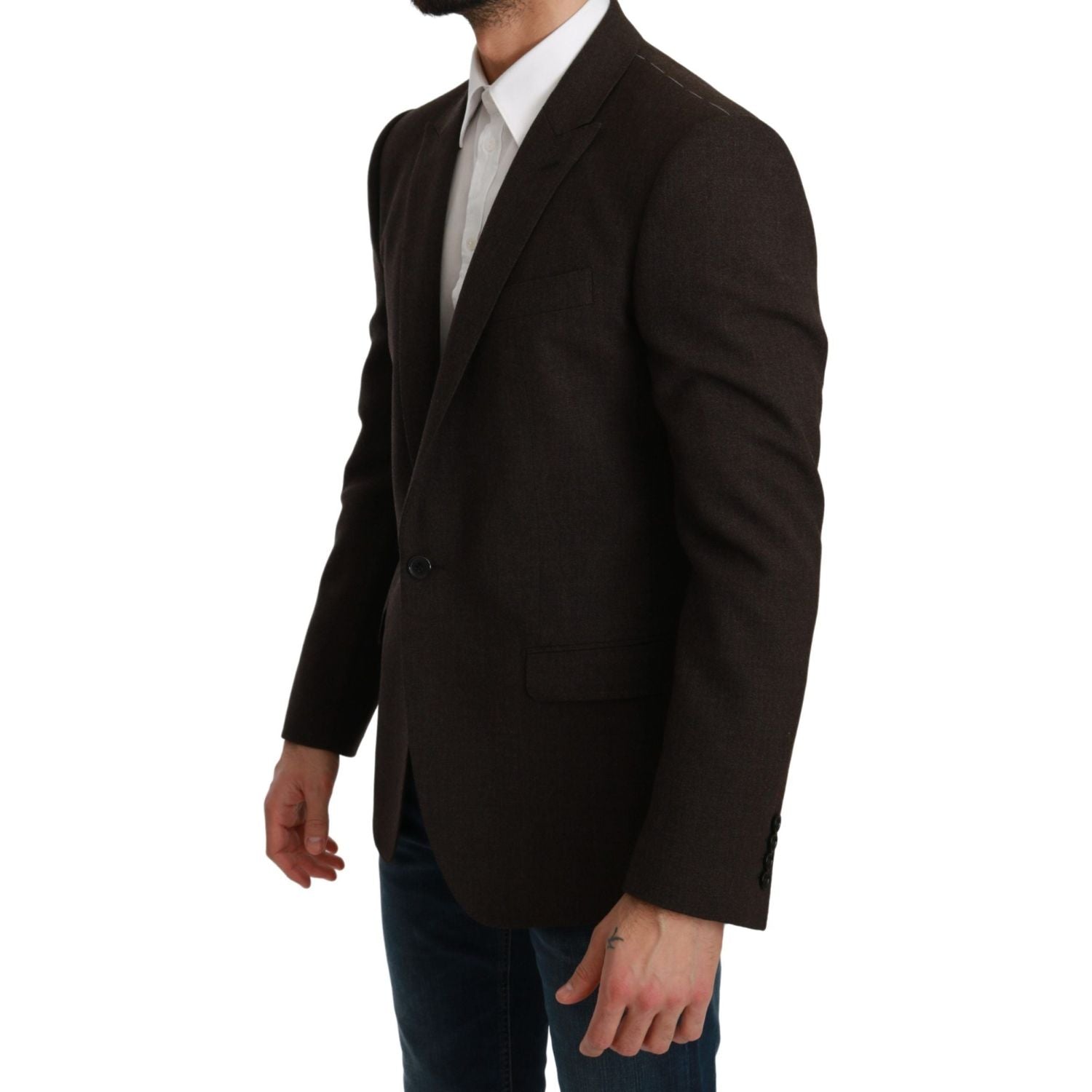 سترة مارتيني أنيقة من الصوف البني من دولتشي آند غابانا