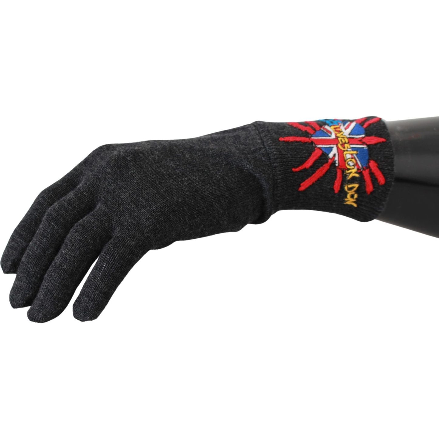 Dolce & Gabbana Gray #DGLovesLondon Embroidered Wool Gloves