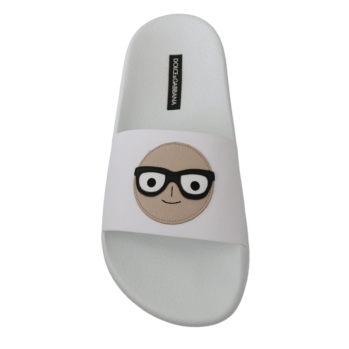 Dolce & Gabbana White Leather #dgfamily Slides Shoes Sandals