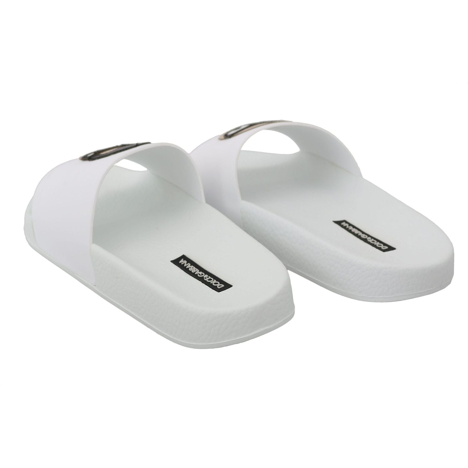 صندل دولتشي آند غابانا الأنيق باللون الأبيض - أحذية صيفية فاخرة