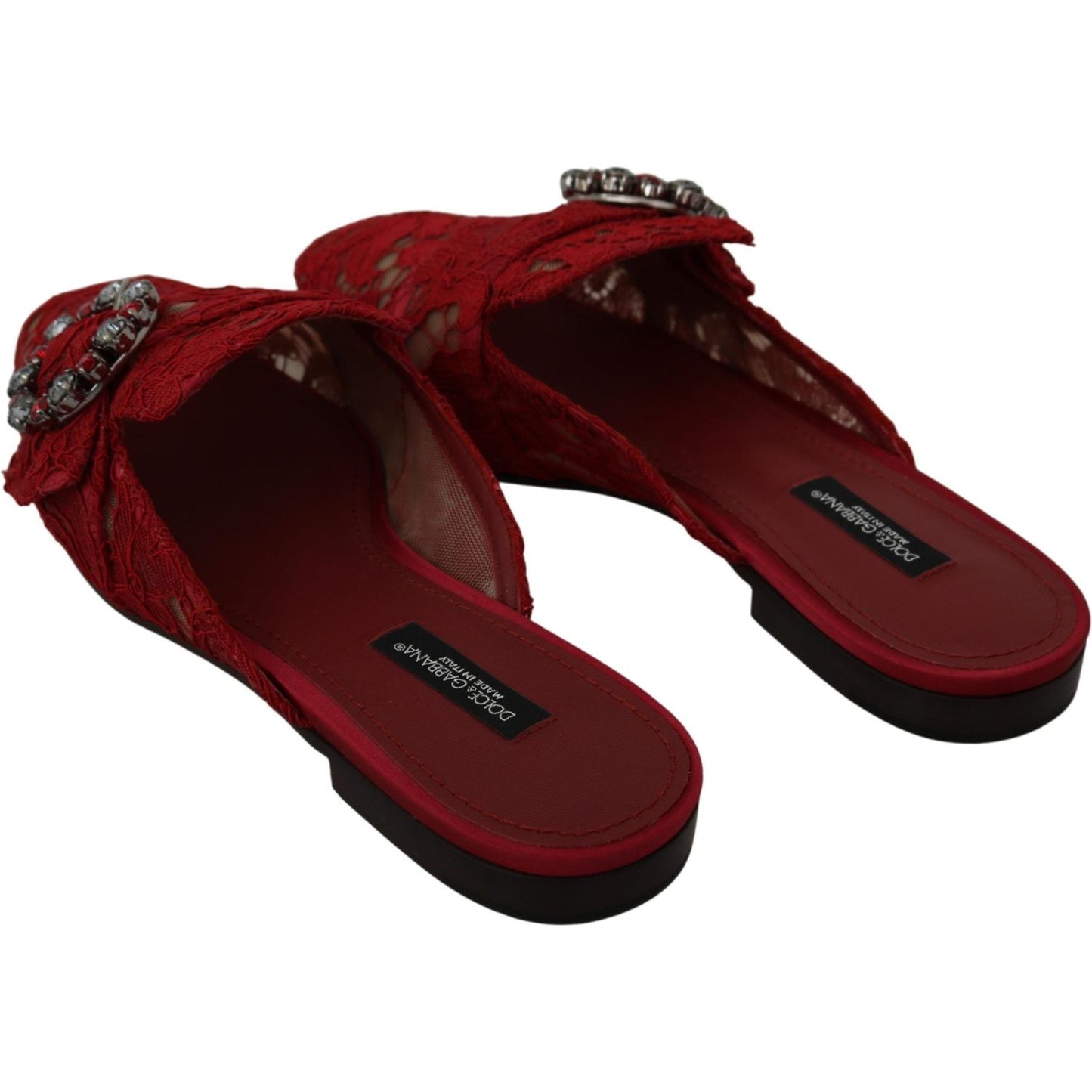 Dolce & Gabbana Radiant Red Slide Flats with Crystal Embellishments Dolce & Gabbana