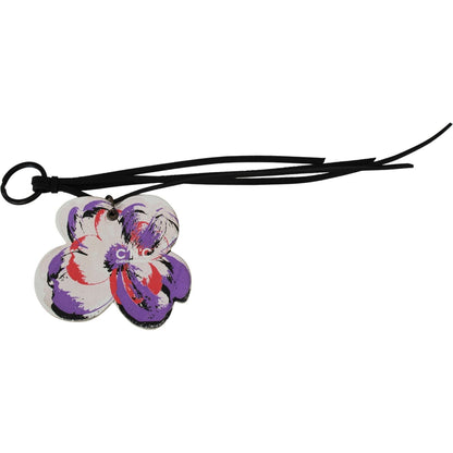 Costume National White Leather Butterfly Logo Keyring C'N'C Keychain