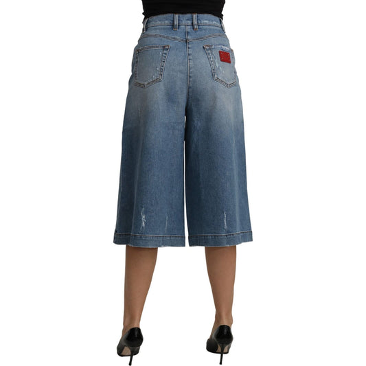 Dolce & Gabbana Elegant Wide Leg Cropped Denim Trousers Dolce & Gabbana