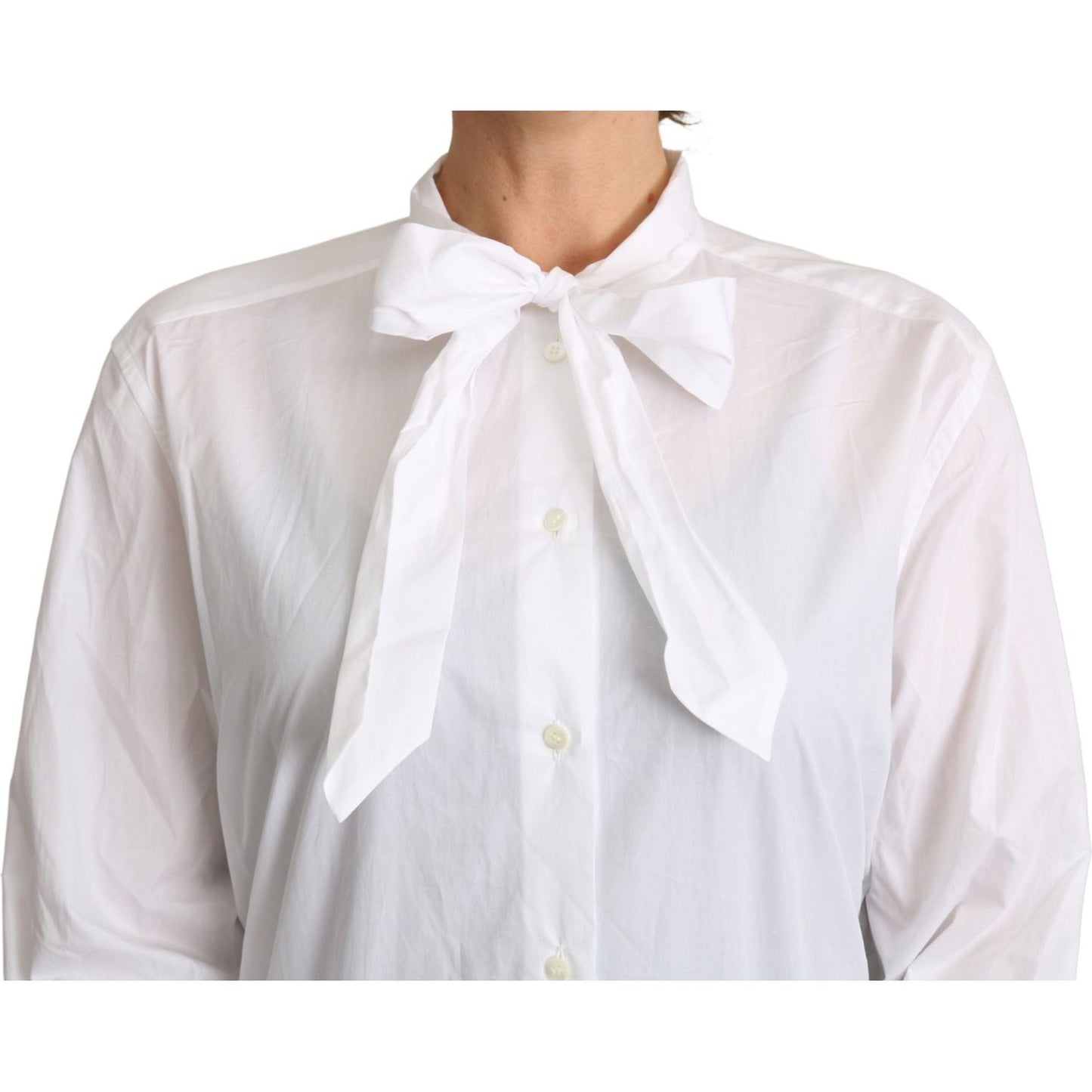 Dolce & Gabbana Elegant Scarf Neck Cotton Blouse Dolce & Gabbana