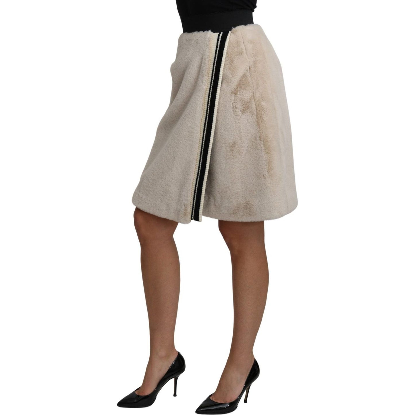 Dolce & Gabbana Beige High Waist A-Line Mini Skirt Dolce & Gabbana