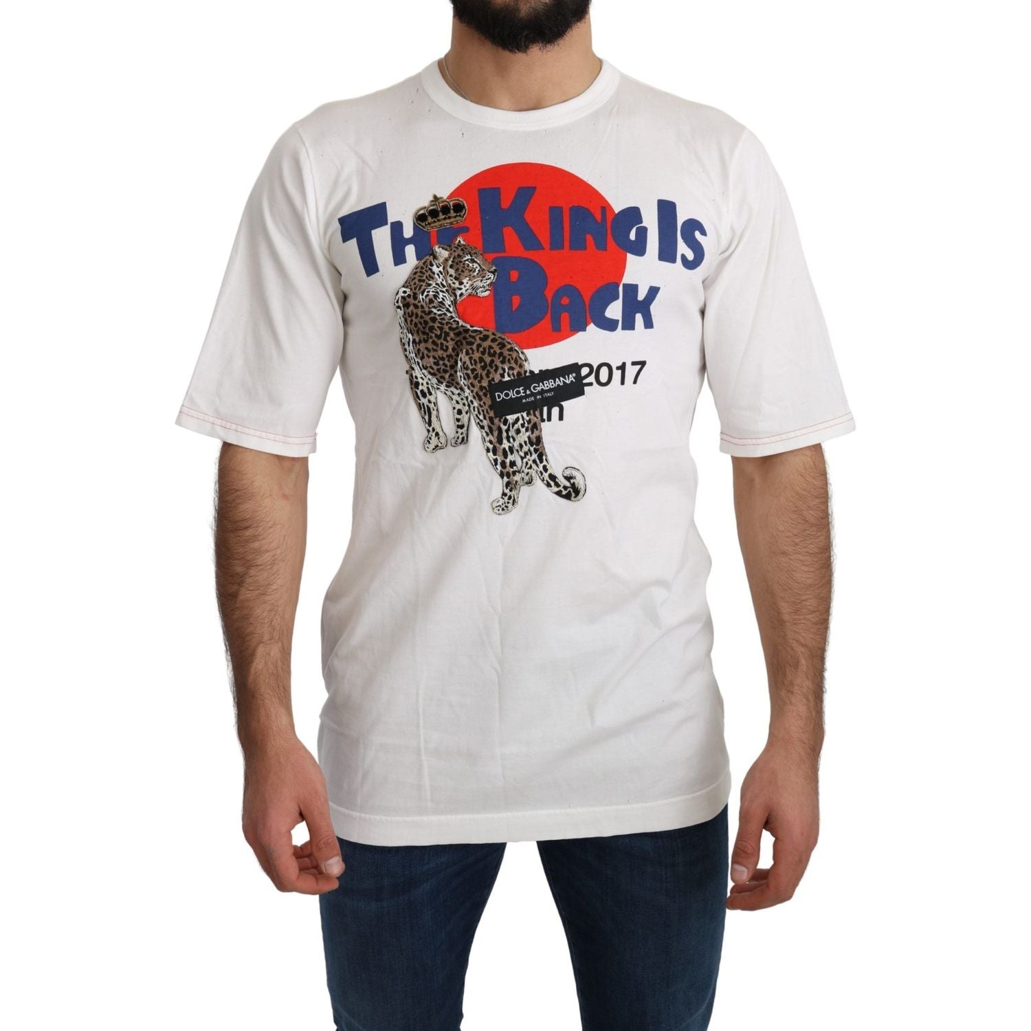 تي شيرت دولتشي آند غابانا بقصّة Slim Fit بطبعة جلد النمر