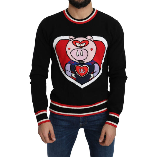 Dolce & Gabbana Elegant Black Cashmere Crew Neck Sweater Dolce & Gabbana