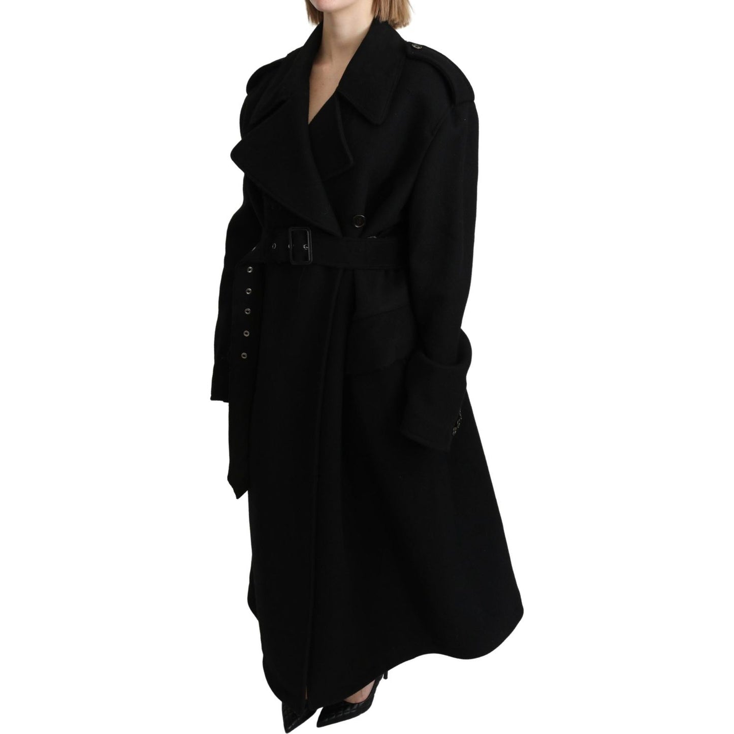 Dolce & Gabbana Elegant Black Wool Trenchcoat Dolce & Gabbana