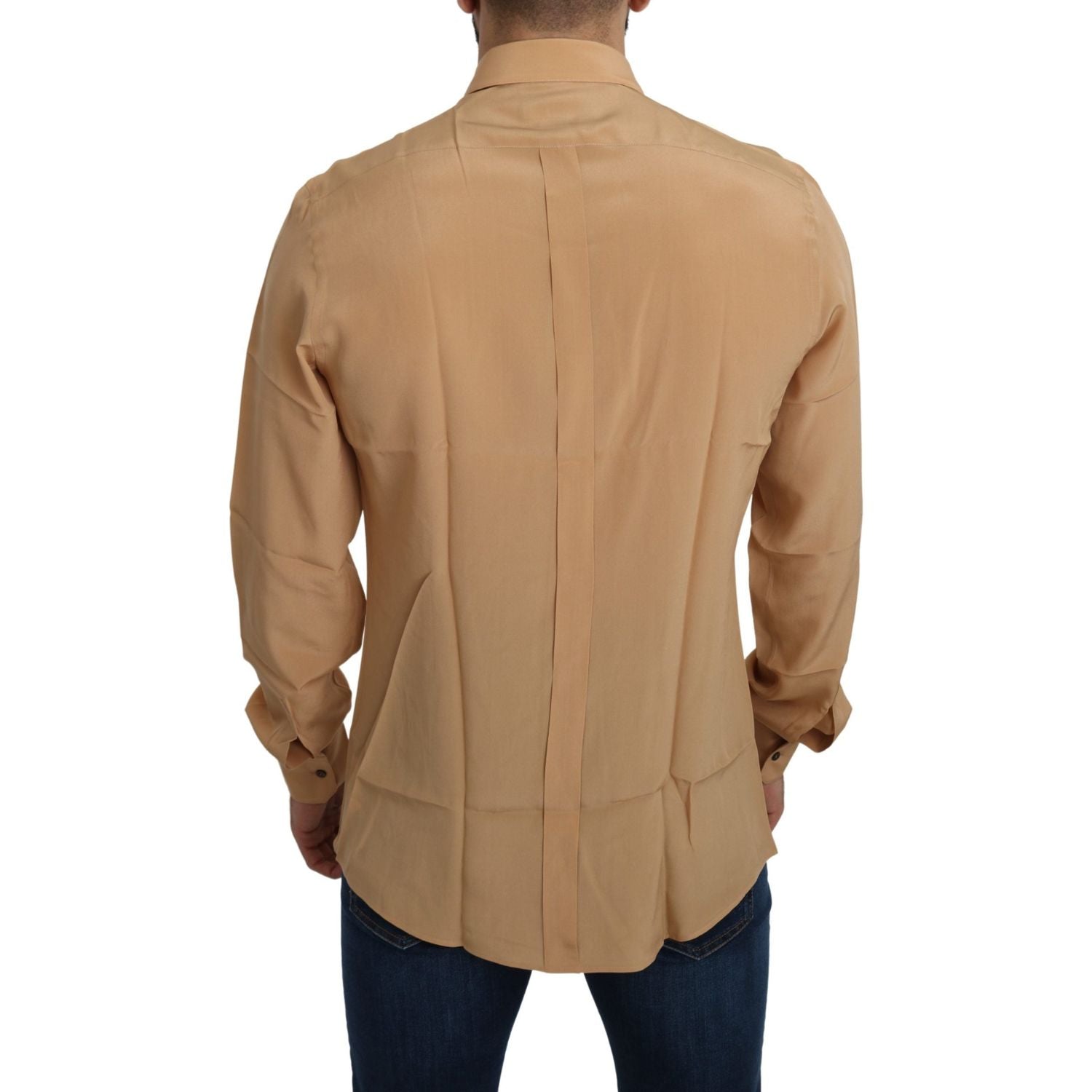 قميص رجالي رسمي أنيق من الحرير الأصفر من دولتشي آند غابانا