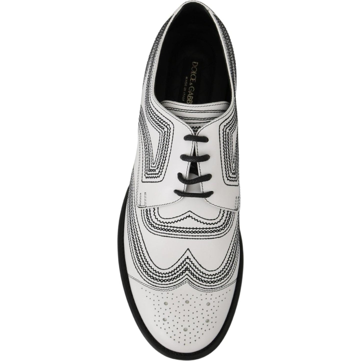 Dolce & Gabbana Elegant White Leather Derby Shoes Dolce & Gabbana