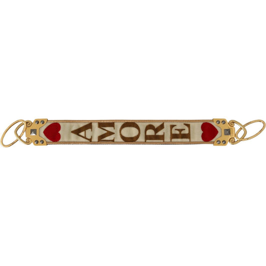 Dolce & Gabbana Chic Gold AMORE Print Shoulder Strap Dolce & Gabbana