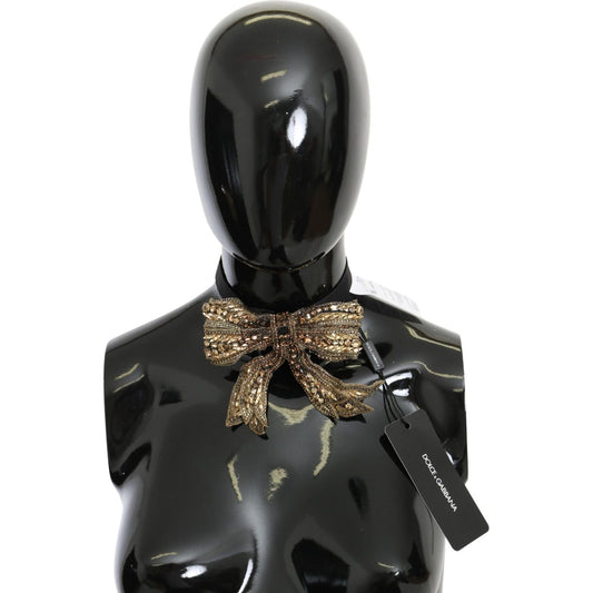 Dolce & Gabbana Elegant Silk Gold Bowtie - Dazzle in Style Necklace Dolce & Gabbana