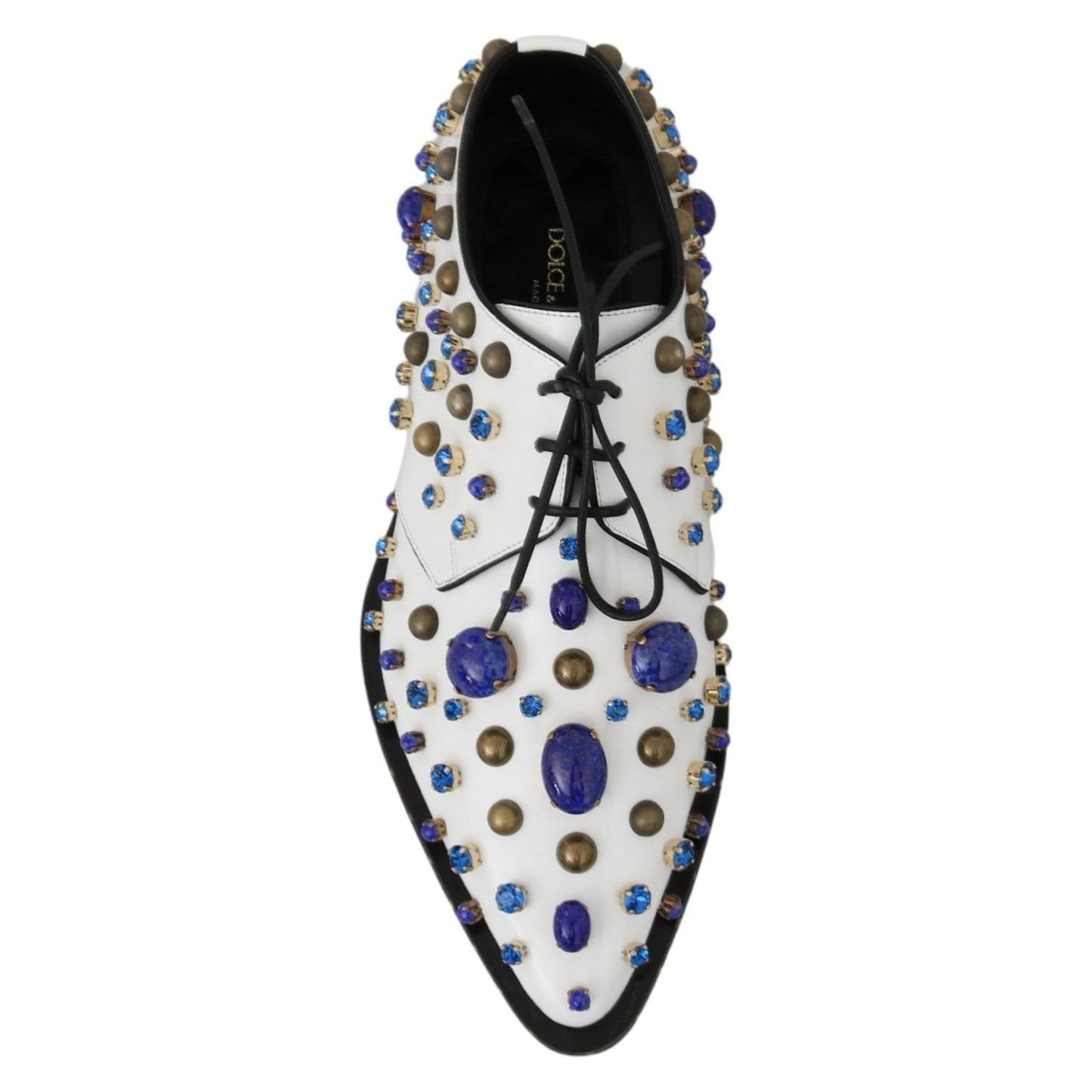 Dolce & Gabbana Elegant White Leather Dress Shoes With Crystals Dolce & Gabbana