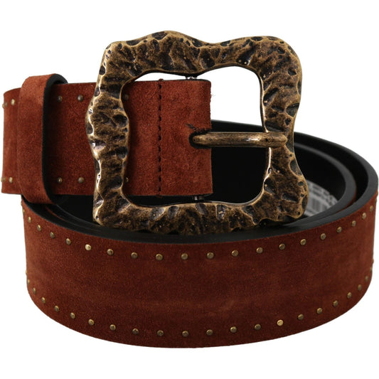 Dolce & Gabbana Elegant Suede Leather Belt with Gold Studs Dolce & Gabbana