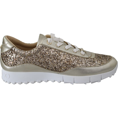 Jimmy Choo Gold Leather Antique Monza Sneakers