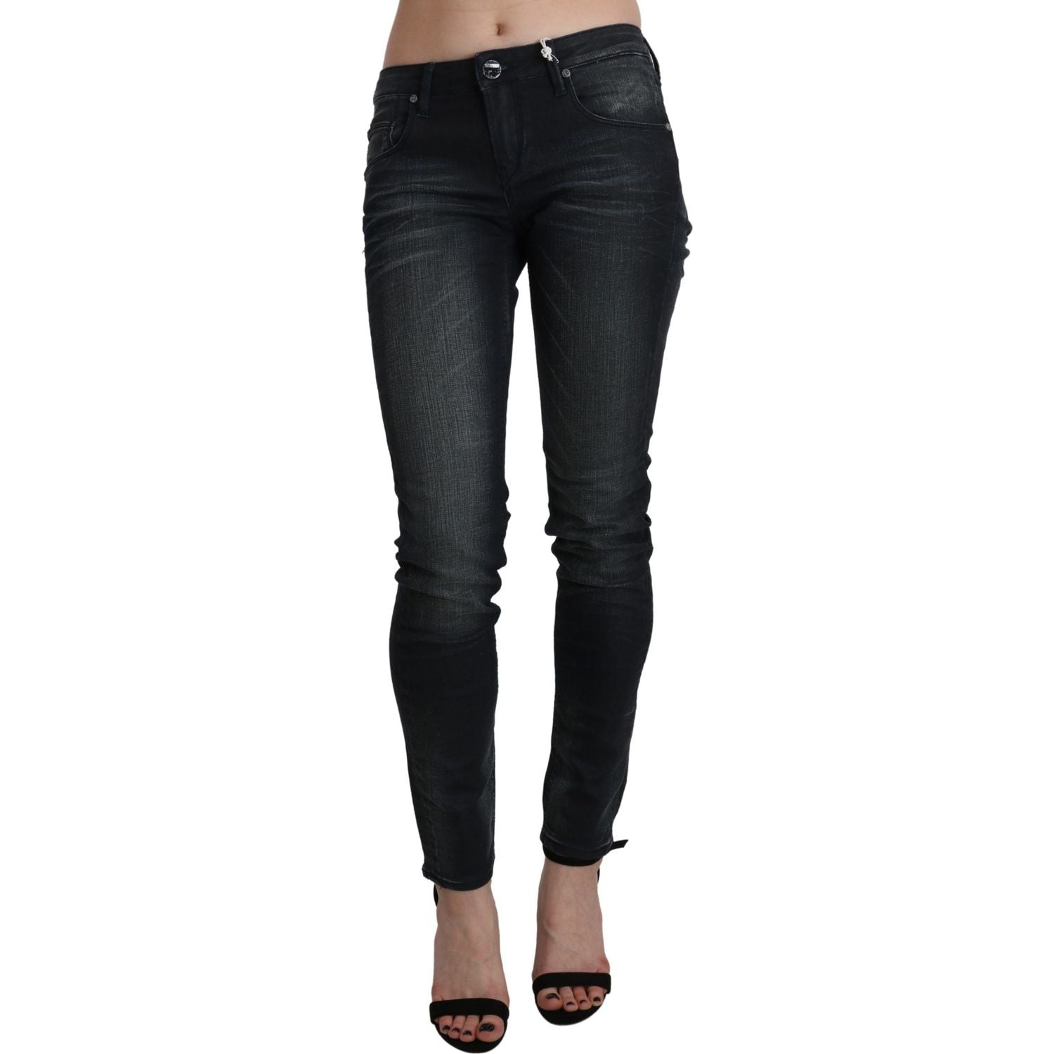 Acht Black Washed Low Waist Skinny Denim Trouser