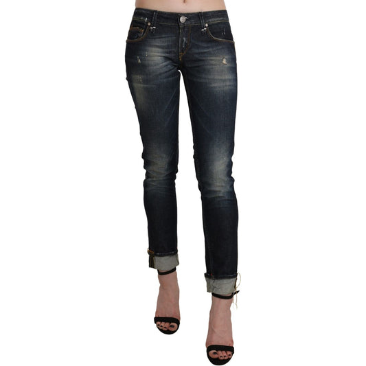 Acht Blue Washed Low Waist Skinny Cropped Denim Pant Acht