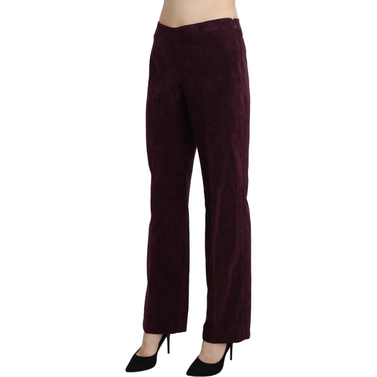 BENCIVENGA Purple Suede High Waist Straight Trouser Pants BENCIVENGA