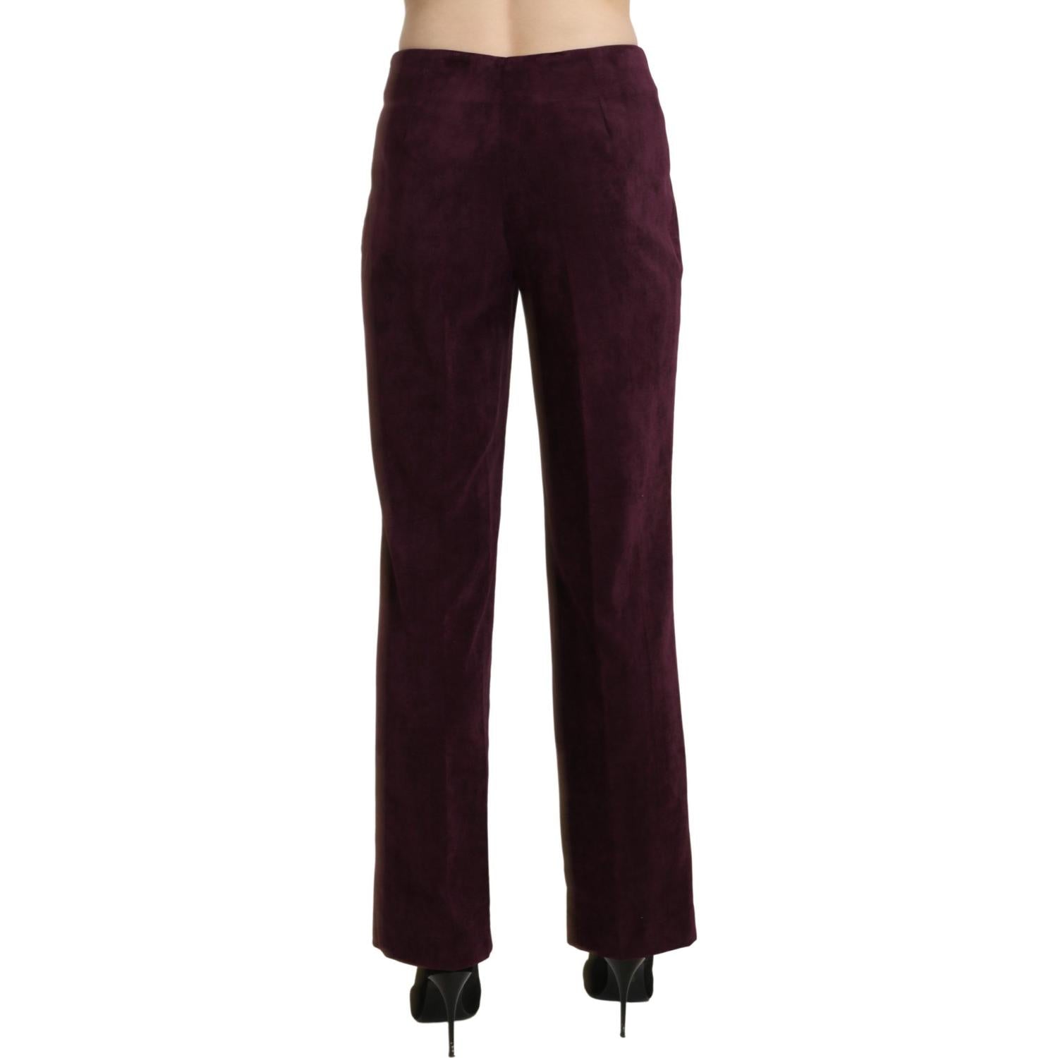 BENCIVENGA Purple Suede High Waist Straight Trouser Pants