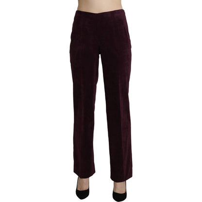 BENCIVENGA Purple Suede High Waist Straight Trouser Pants BENCIVENGA