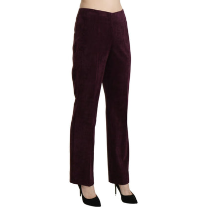 BENCIVENGA Purple Suede High Waist Straight Trouser Pants BENCIVENGA