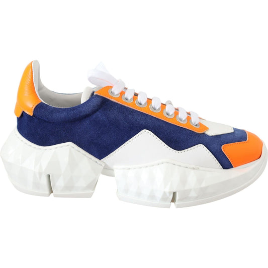 Jimmy Choo Diamond Blue Orange Leather Sneaker