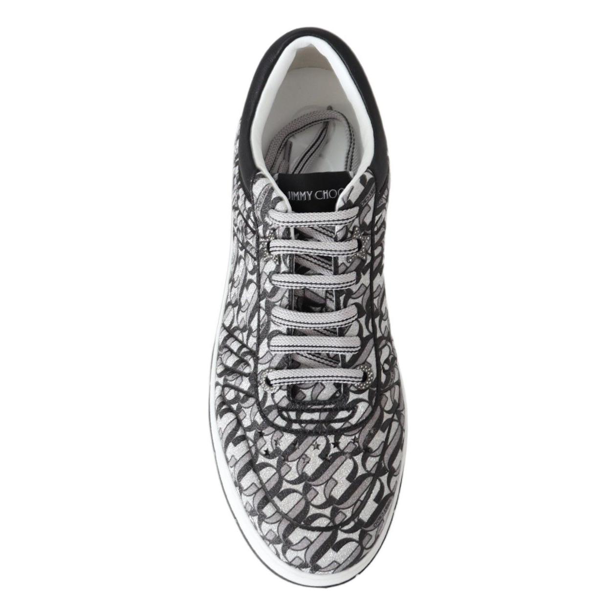 Jimmy Choo Silver Black Glitter Hawaii Sneakers