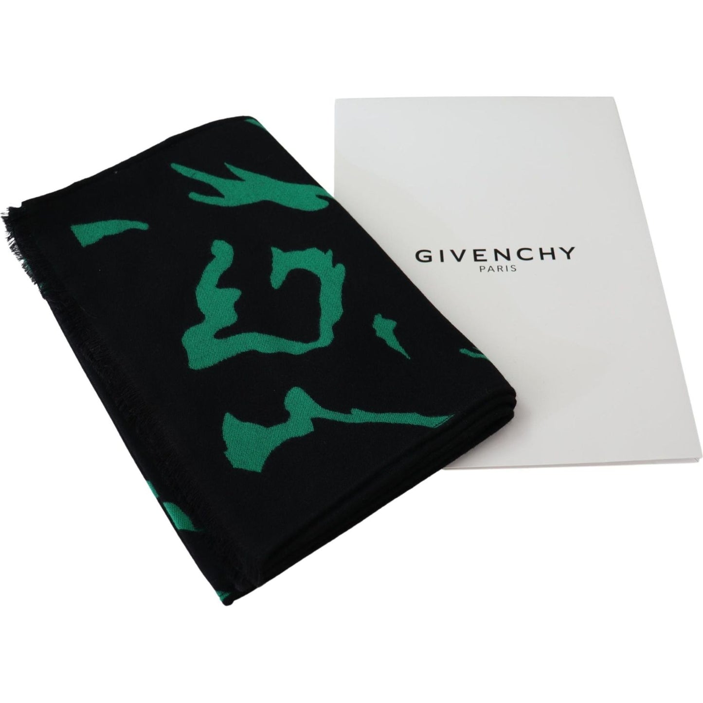 Givenchy Elegant Wool Silk Black Unisex Scarf Wool Wrap Shawls Givenchy