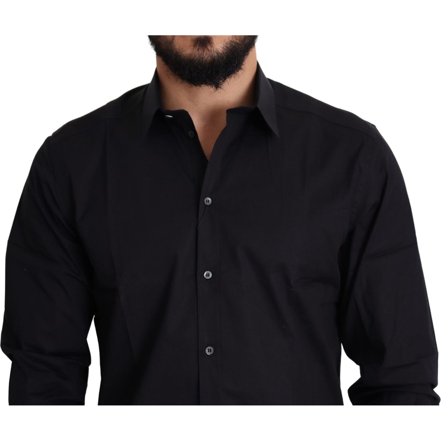 Dolce & Gabbana Elegant Black Cotton Stretch Dress Shirt Dolce & Gabbana