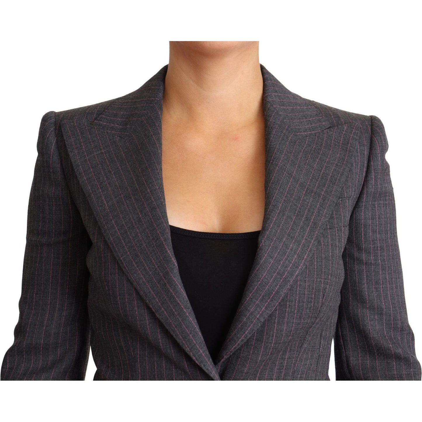 Dolce & Gabbana Elegant Gray Stretch Wool Blazer Coats & Jackets Dolce & Gabbana