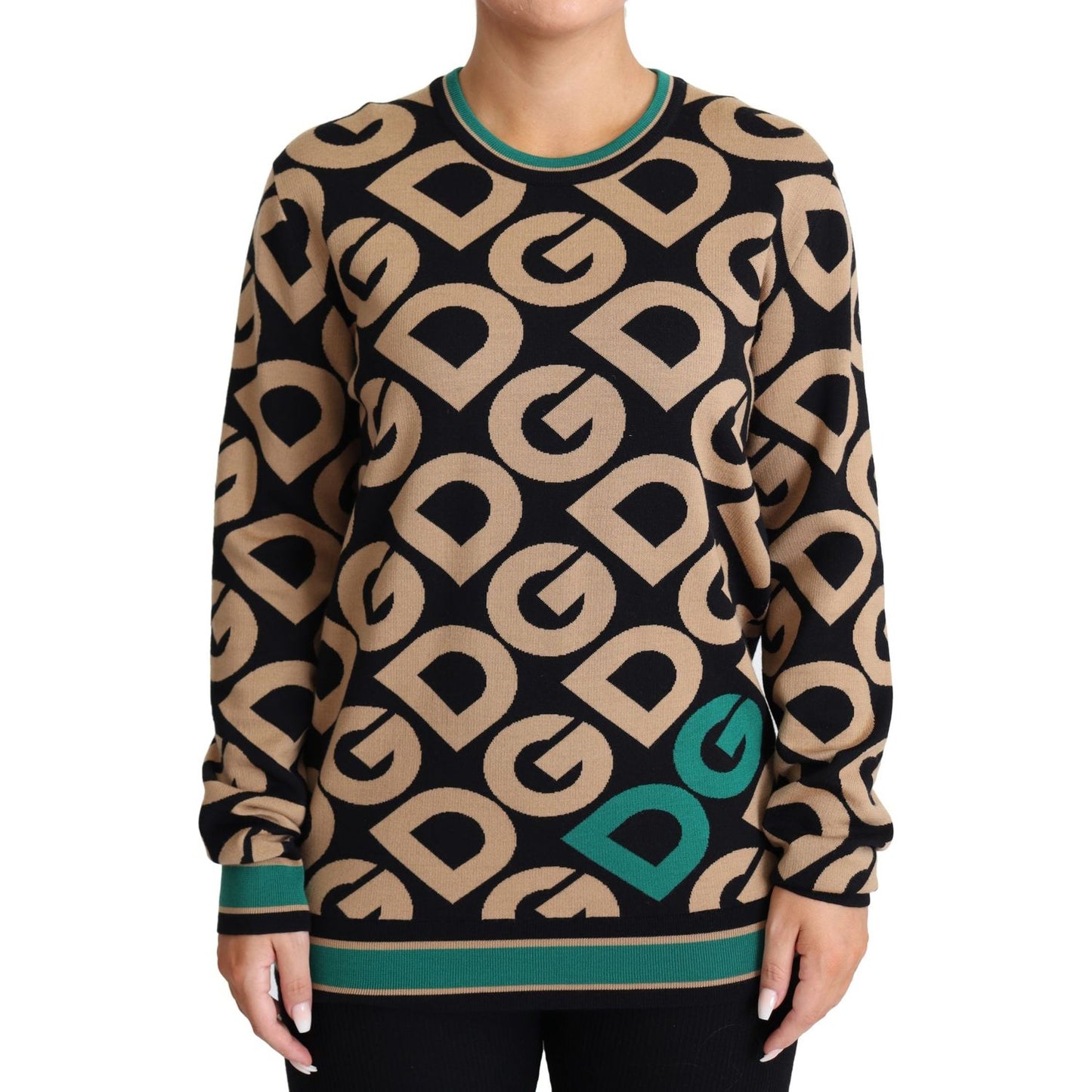 Dolce & Gabbana Multicolor DG Mania Wool Crewneck Pullover Sweater