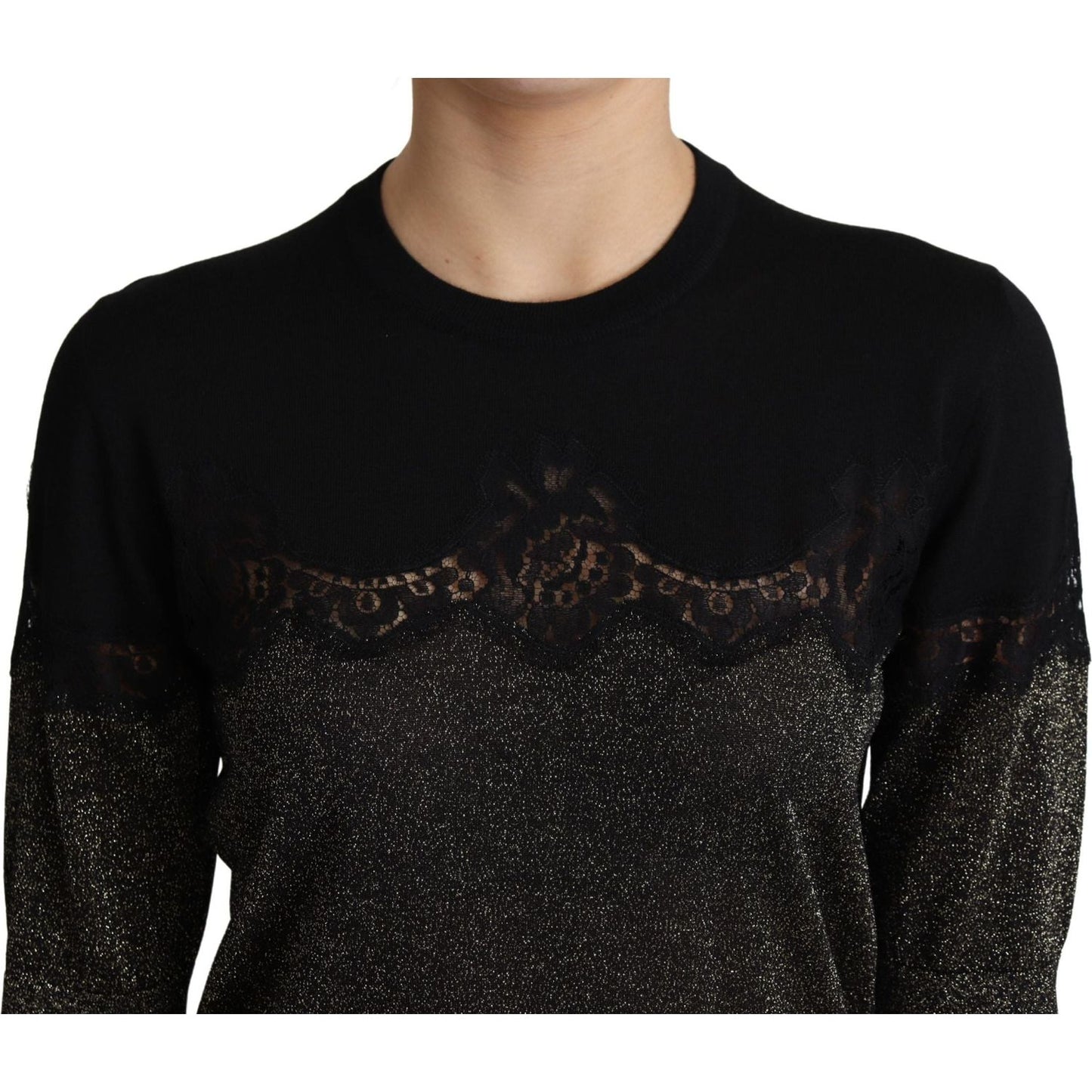 Dolce & Gabbana Elegant Lurex Threaded Jersey Lace Blouse Dolce & Gabbana