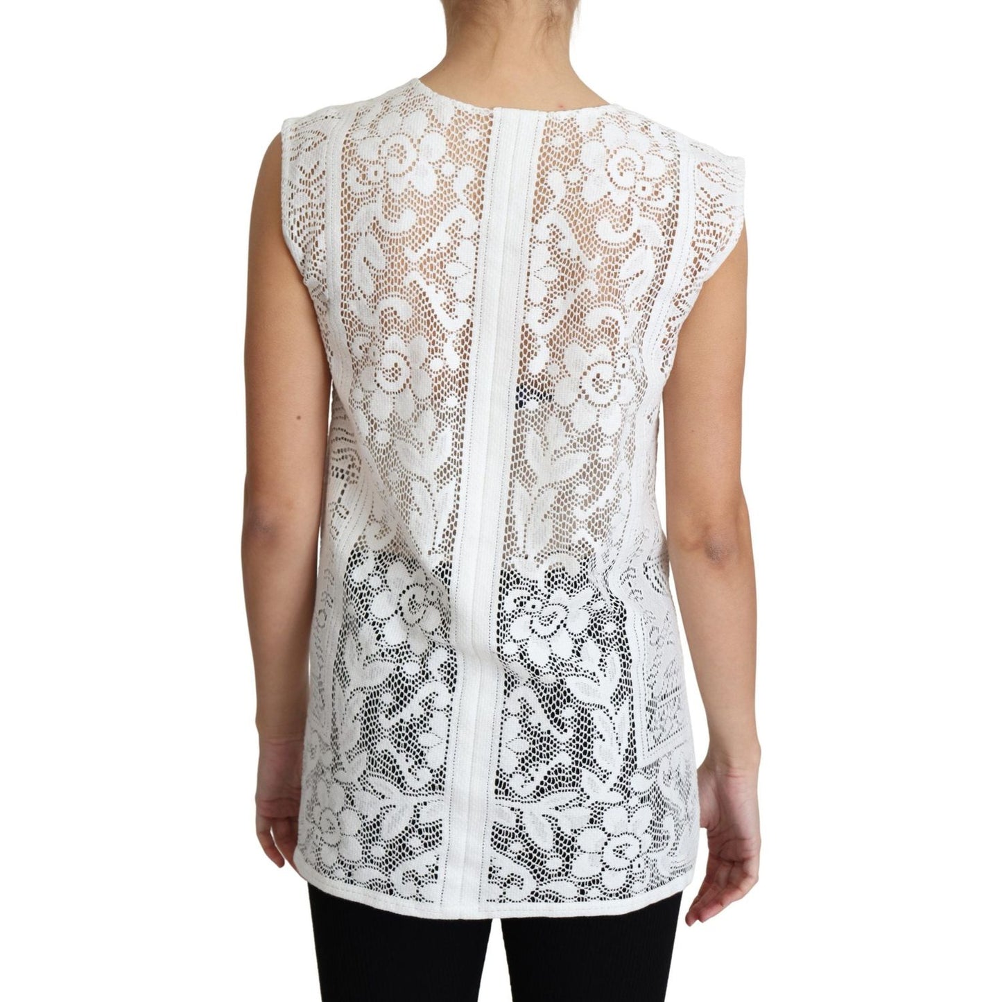 Dolce & Gabbana Chic Lace Floral Sleeveless Top Dolce & Gabbana