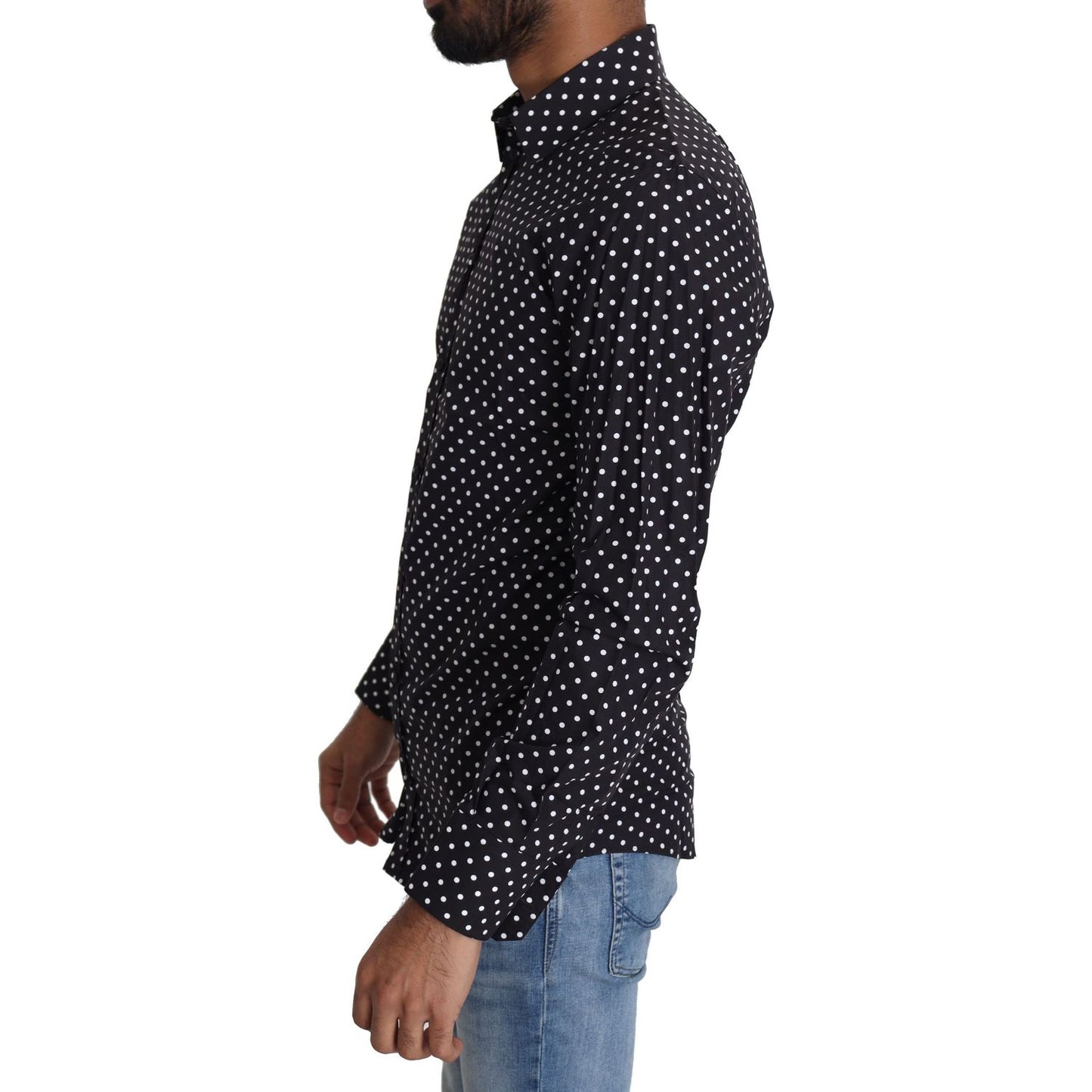 Dolce & Gabbana Elegant Polka Dot Men's Long Sleeve Shirt Dolce & Gabbana