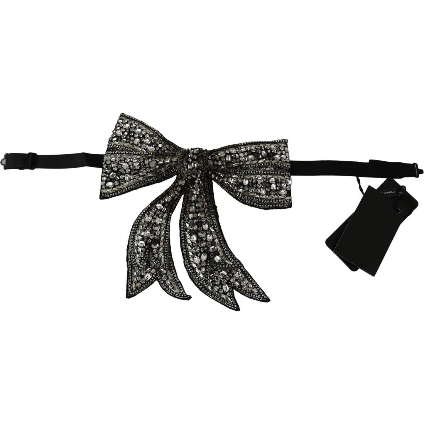 Dolce & Gabbana Silver-Tone Silk Crystal Bow Tie Bow Tie Dolce & Gabbana