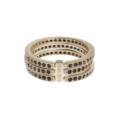 Nialaya Black CZ 925 Sterling Silver Womens Ring