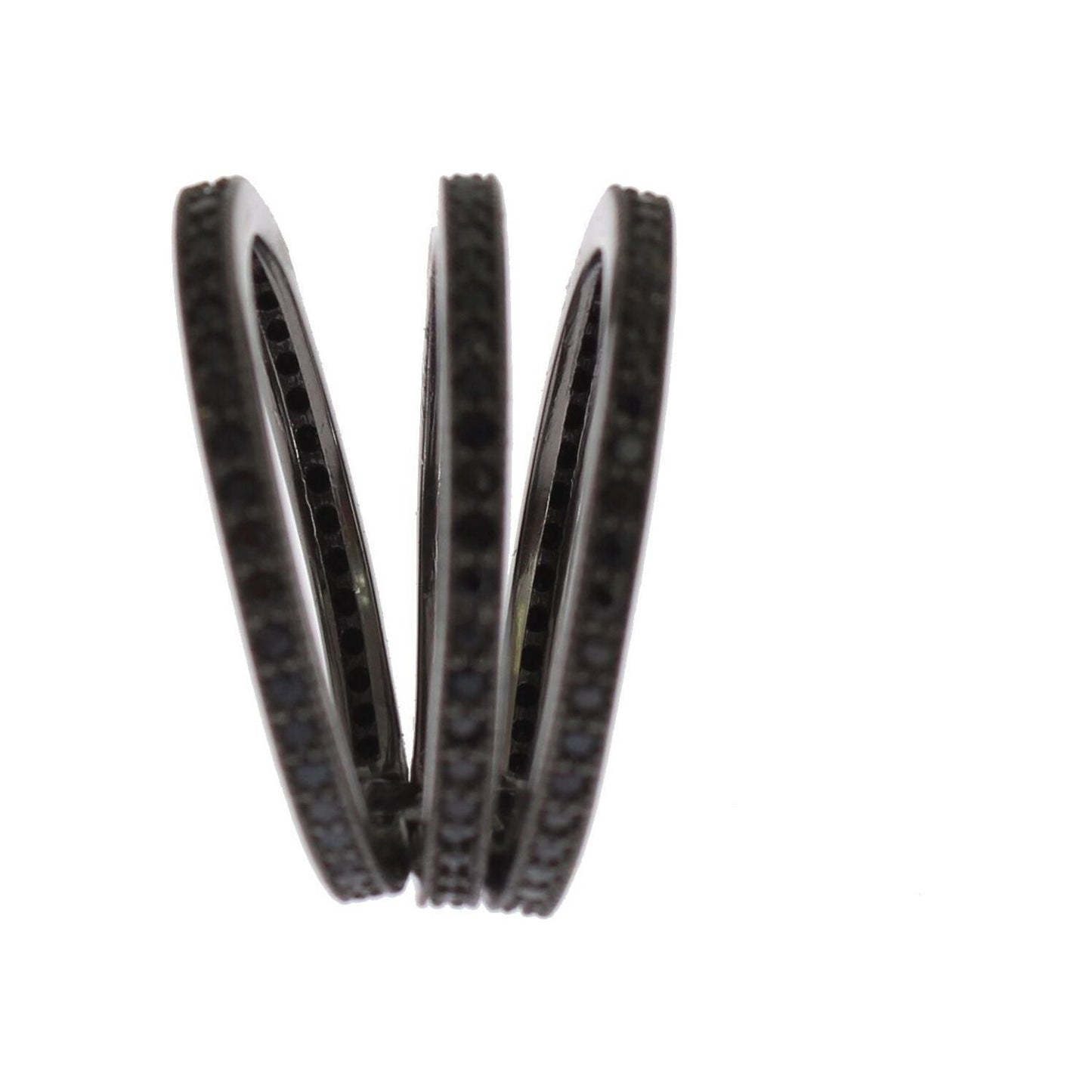 Nialaya Black CZ 925 Sterling Silver Womens Ring