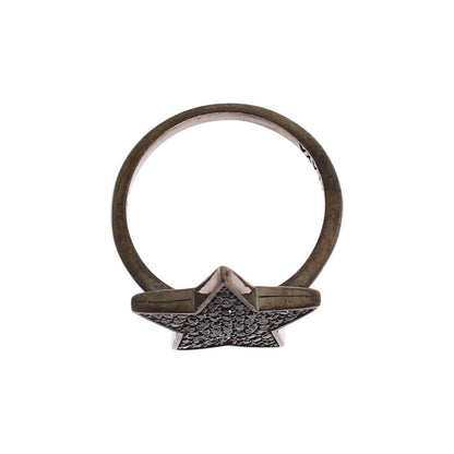 Nialaya Black CZ Star 925 Silver Womens Ring