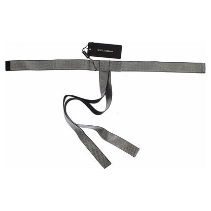 Dolce & Gabbana Black Silk Clear Crystal Bow Waist Belt